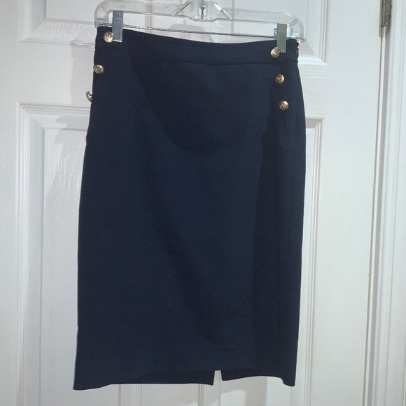 The Limited nautical theme pencil skirt Sz 2 back vent button detail - Picture 1 of 3